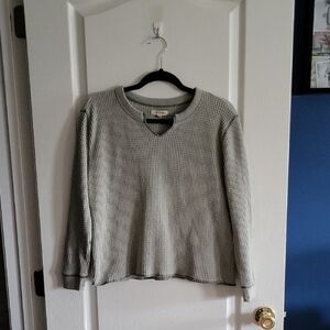 Women's Madewell Waffle Split-neck Long Sleeve Top, Size Small